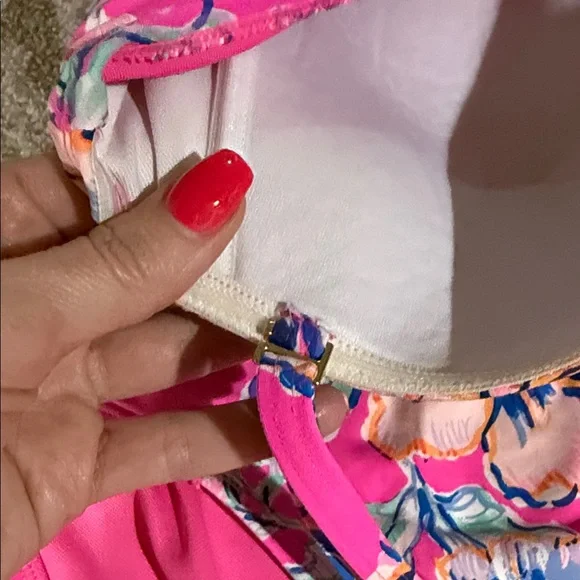 Lilly Pulitzer Pink Floral Halter One-Piece Swimsuit - Picture 6 of 12